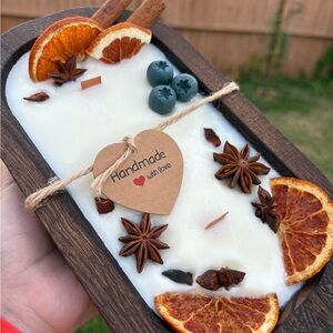 Artisanal Mixed Media Candle with Dried Orange and Spices